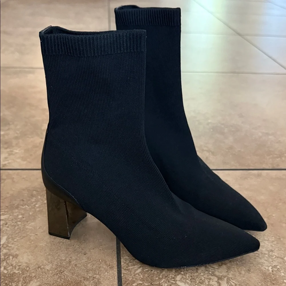 Zara Black Heeled Sock Boots - Picture 2 of 7